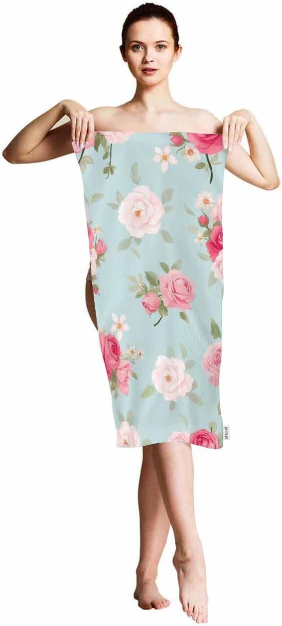 Pink Rose Hand Towels Cotton Washcloths,Elegance Seamless Pattern with Shabby Chic Rose Flowers in Vintage Style Soft Towels for Bathroom/Yoga/Golf/Hair/Face Towel 15X30 Inch