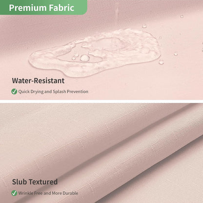 No Hook Slub Textured Shower Curtain with Snap in Liner,Blush,71x74