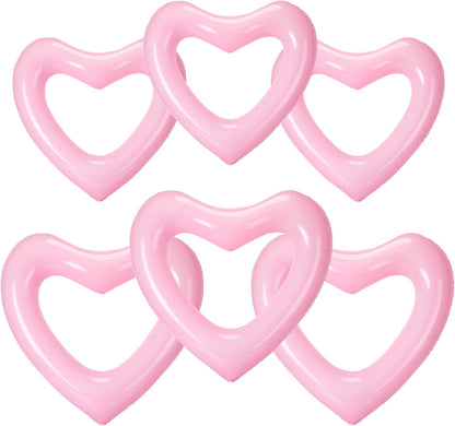 6 Pack Heart Pool Float Bachelorette Party, Pink