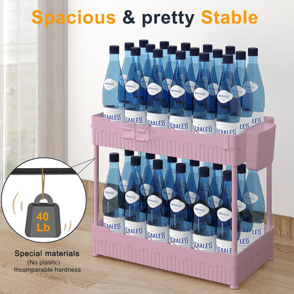 2-Pack Under Sink Organizer with Hooks & Hanging Cup for Kitchen