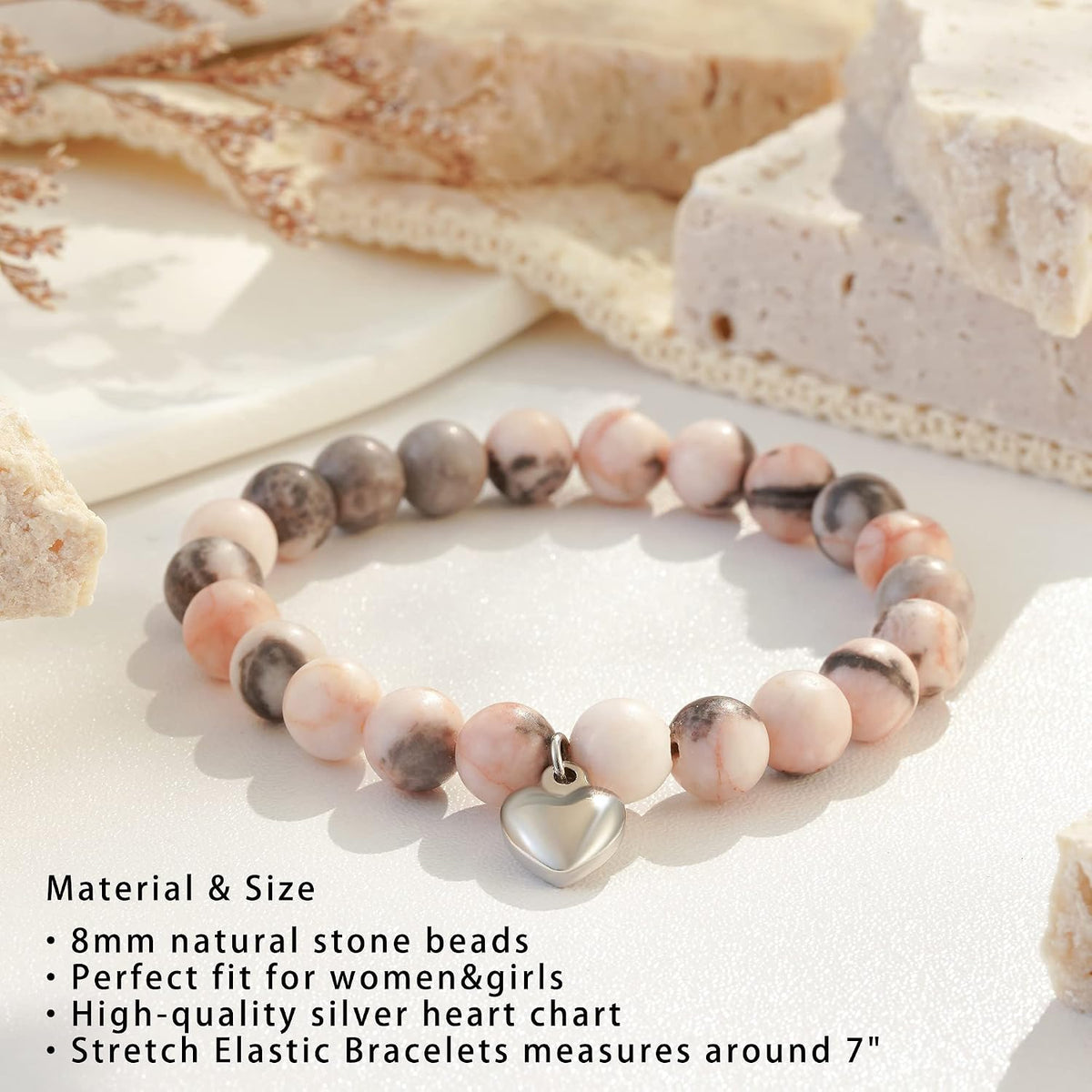 Get Well Soon Gifts, Natural Stone Amethyst Bracelet for Women Men