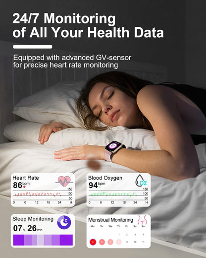 Smart Watch, 2.01” HD Smart Watches for Women, Fitness Tracker Watch with Blood Pressure/Heart Rate/Sleep Monitor, Bluetooth 5.2 Smartwatch for Android/iOS Phones, IP67 Waterproof Sport Watch (Pink)