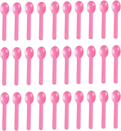 50 Pcs Disposable Plastic Dessert Spoons, 5.9"Ice Cream Spoons, Small Dessert Spoons for Ice Cream, Yogurt, Pudding, Cake,Party and Daily Use (Pink)