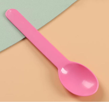 50 Pcs Disposable Plastic Dessert Spoons, 5.9"Ice Cream Spoons, Small Dessert Spoons for Ice Cream, Yogurt, Pudding, Cake,Party and Daily Use (Pink)