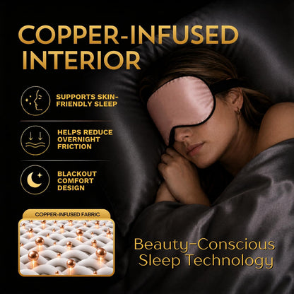 Anti Aging Silk Sleep Mask for Women, Mulberry Silk Eye Mask for Sleeping and Skin Care, Blackout Sleep Mask with Copper Ion Technology Reduces Eye Puffiness, Fine Lines and Wrinkles