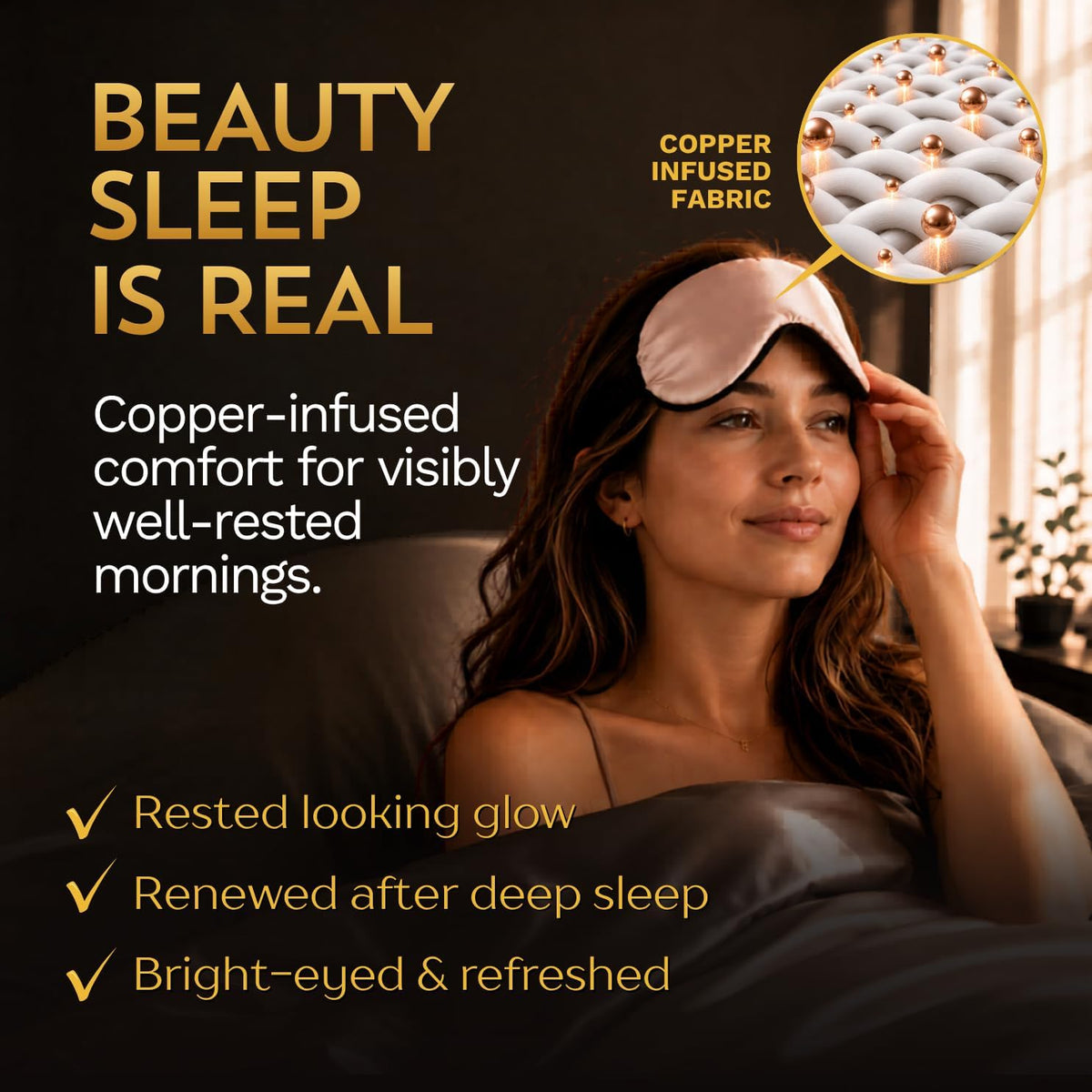 Anti Aging Silk Sleep Mask for Women, Mulberry Silk Eye Mask for Sleeping and Skin Care, Blackout Sleep Mask with Copper Ion Technology Reduces Eye Puffiness, Fine Lines and Wrinkles