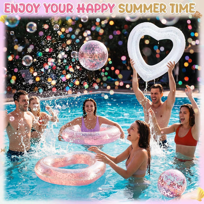 5 Pcs Heart Pool Float Bachelorette Bride with Glitter Ball