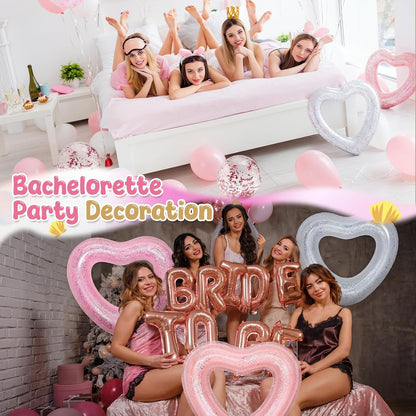5 Pcs Heart Pool Float Bachelorette Bride with Glitter Ball