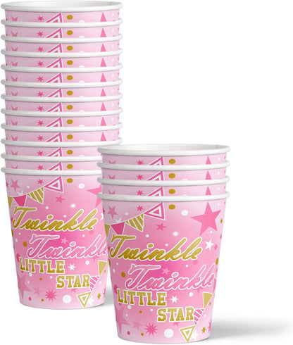 Twinkle Twinkle Little Star Pink Birthday Party Supplies Set Plates Napkins Cups Tableware Kit for 16