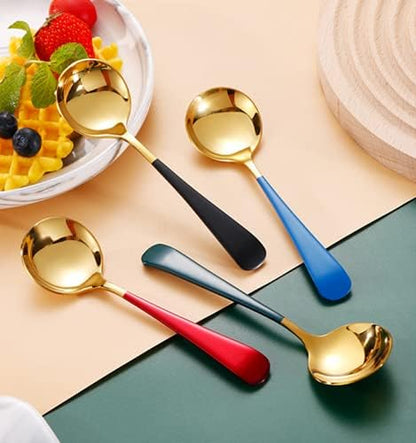 4-Pack Palace Style Soup Spoons Large Bowl 1.8" Round Head Spoons