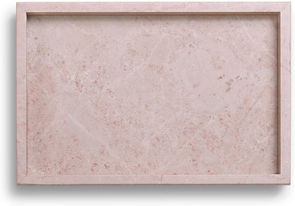Natural Pink Marble Vanity Tray, Nature Rose Cream Marble Serving Tray for Bathroom, Kitchen, Vanity, Home Decor, Wedding etc. (12" x 8" x 1.2")