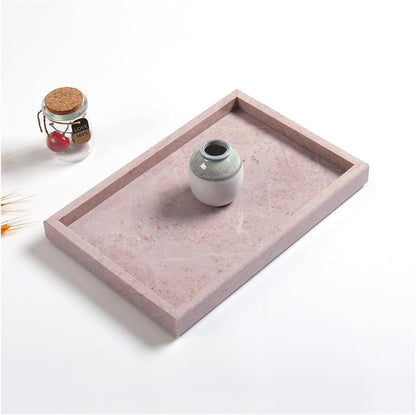Natural Pink Marble Vanity Tray, Nature Rose Cream Marble Serving Tray for Bathroom, Kitchen, Vanity, Home Decor, Wedding etc. (12" x 8" x 1.2")