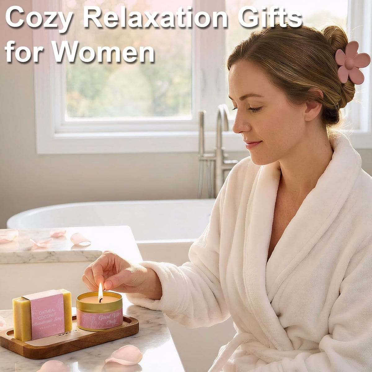 8PCS Birthday Gifts Box for Women Care Package Baskets for Women Hug in a Box Self Care Get Well Soon Gift Set for Mom Wife Girlfriend Sister Friends (Pink)