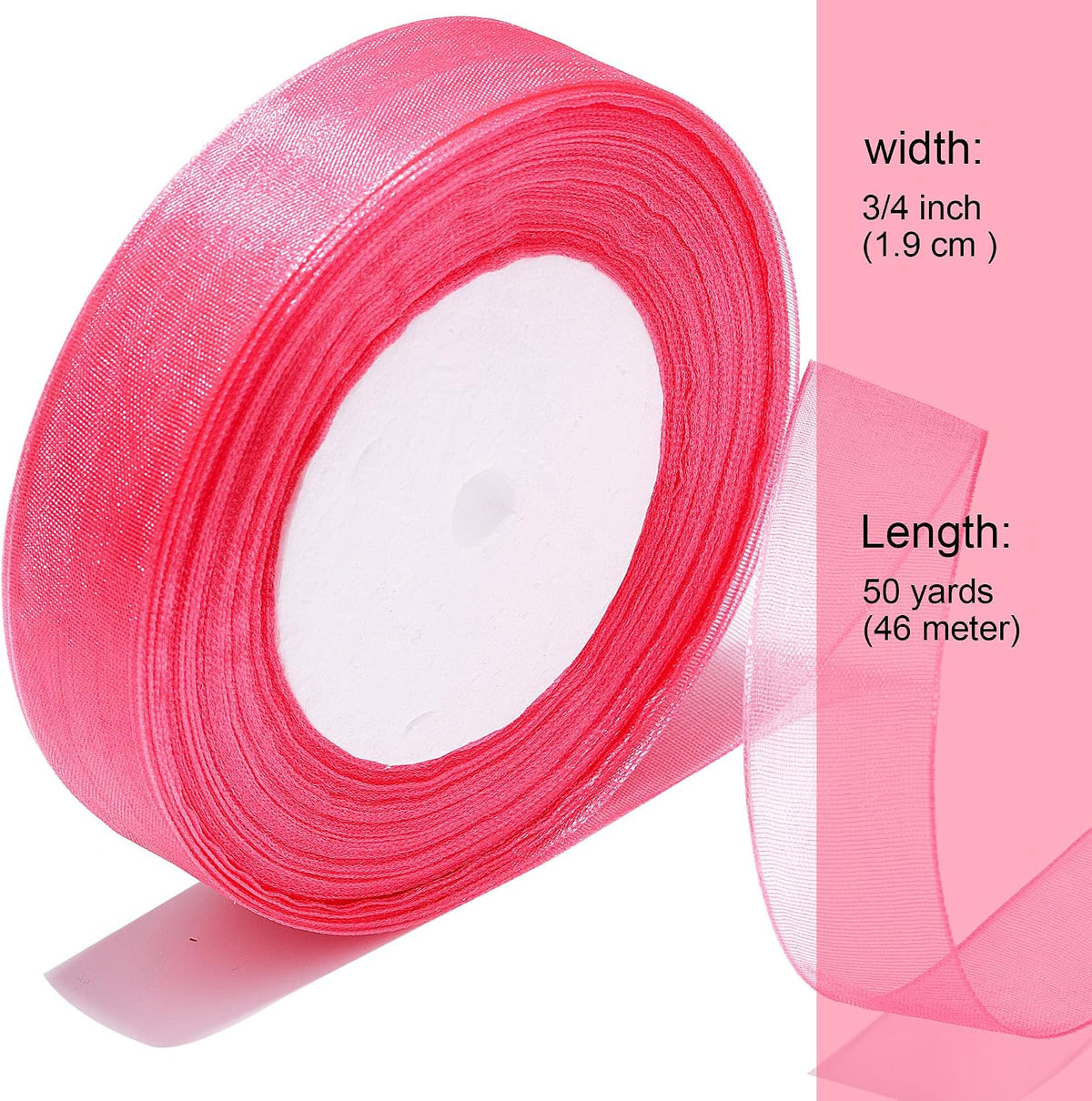 3/4 Inch Sheer Organza Ribbon 50 Yards Peach Chiffon Ribbon for Gift Wrapping,Bouquets,Wedding,DIY Craft