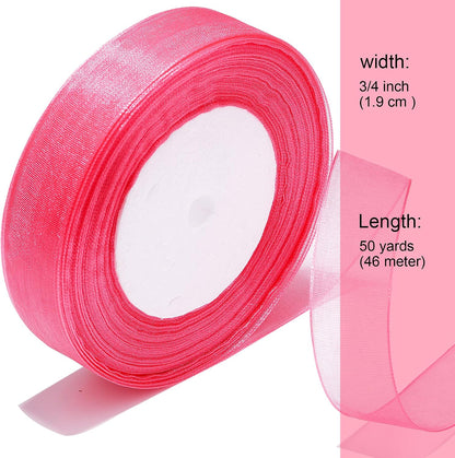 3/4 Inch Sheer Organza Ribbon 50 Yards Peach Chiffon Ribbon for Gift Wrapping,Bouquets,Wedding,DIY Craft