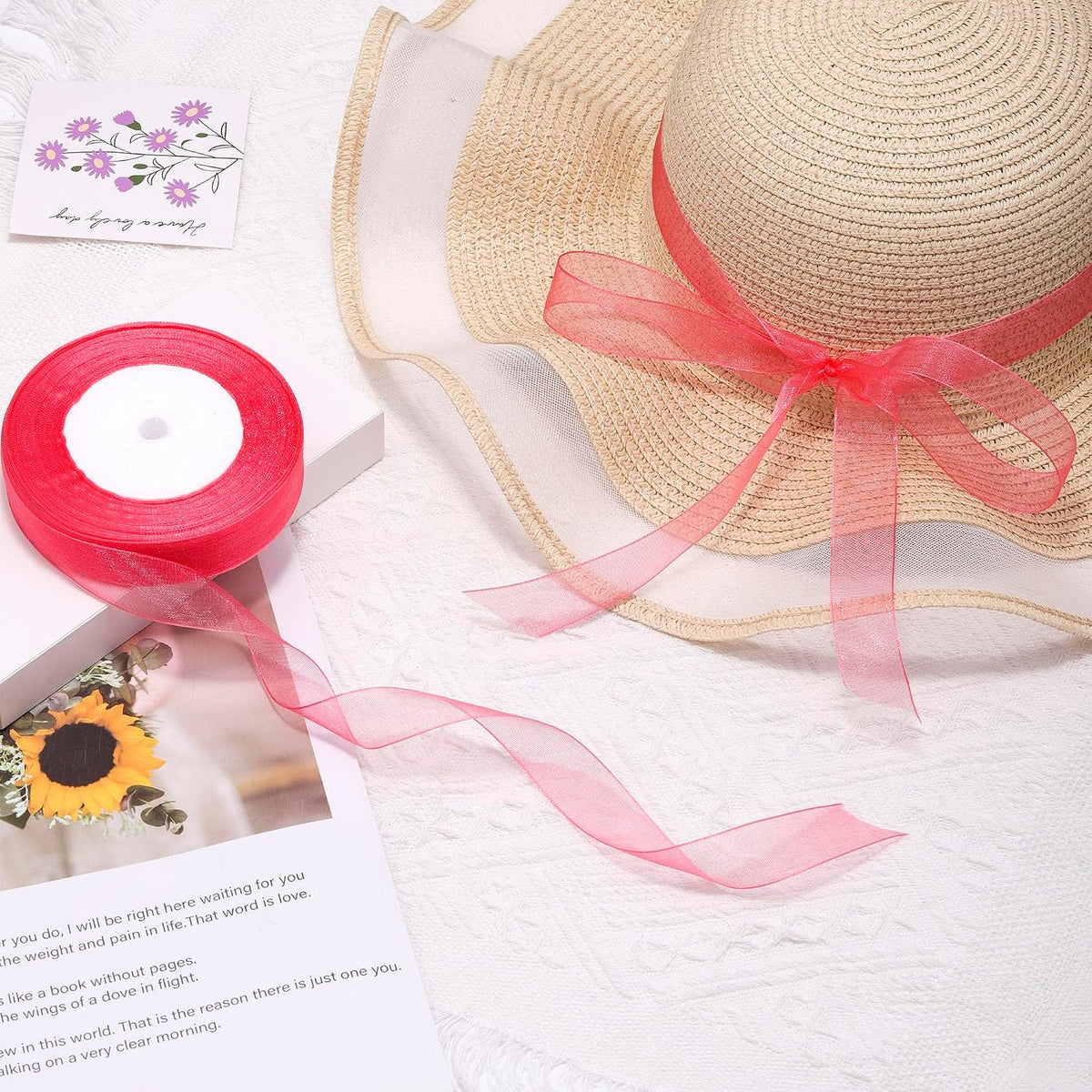 3/4 Inch Sheer Organza Ribbon 50 Yards Peach Chiffon Ribbon for Gift Wrapping,Bouquets,Wedding,DIY Craft