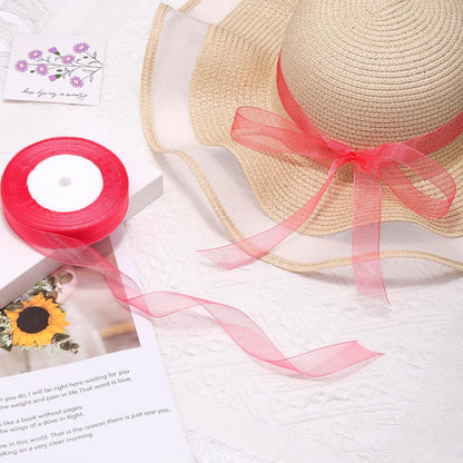 3/4 Inch Sheer Organza Ribbon 50 Yards Peach Chiffon Ribbon for Gift Wrapping,Bouquets,Wedding,DIY Craft