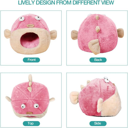 Cat Beds for Indoor Cats-Cat Bed Cave,Cute Lively Pufferfish Shape,Pink L