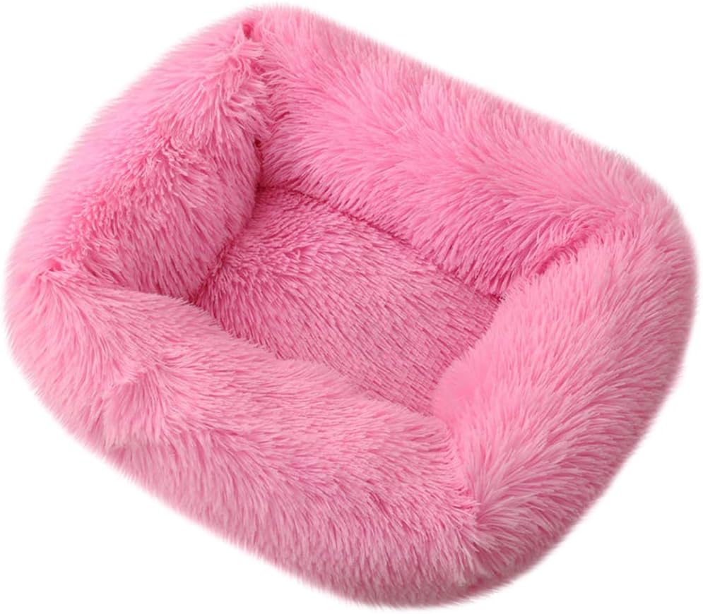 ® Donut Dog Cat Bed Cozy Cave Pet Bed Burrow Dog Bed Calming Cuddler Self-Warming Pet Bed Soft Plush Pet Cushion Improved Sleep for Cats Small Medium Dogs Pink XS