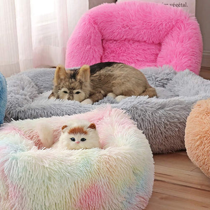 ® Donut Dog Cat Bed Cozy Cave Pet Bed Burrow Dog Bed Calming Cuddler Self-Warming Pet Bed Soft Plush Pet Cushion Improved Sleep for Cats Small Medium Dogs Pink XS