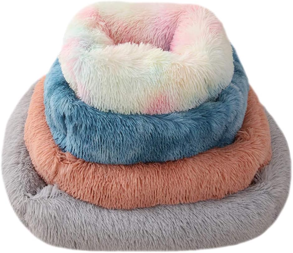 ® Donut Dog Cat Bed Cozy Cave Pet Bed Burrow Dog Bed Calming Cuddler Self-Warming Pet Bed Soft Plush Pet Cushion Improved Sleep for Cats Small Medium Dogs Pink XS
