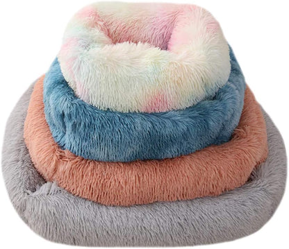® Donut Dog Cat Bed Cozy Cave Pet Bed Burrow Dog Bed Calming Cuddler Self-Warming Pet Bed Soft Plush Pet Cushion Improved Sleep for Cats Small Medium Dogs Pink XS