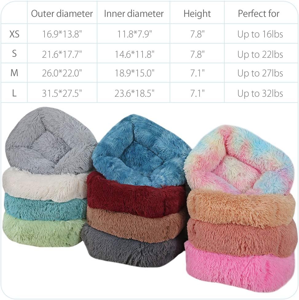 ® Donut Dog Cat Bed Cozy Cave Pet Bed Burrow Dog Bed Calming Cuddler Self-Warming Pet Bed Soft Plush Pet Cushion Improved Sleep for Cats Small Medium Dogs Pink XS