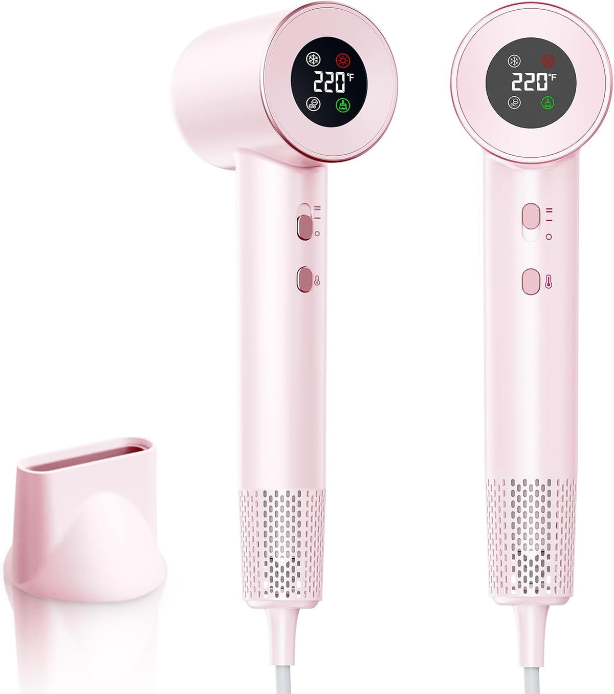 200M Ionic Hair Dryer 1600W, 110,000 RPM High-Speed Blow Dryer for Fast Drying, 4 Temps & 2 Speeds Lightweight Quiet Hairdryer with Magnetic Nozzle for Professional Salon Home Travel