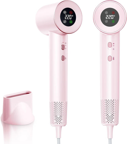 200M Ionic Hair Dryer 1600W, 110,000 RPM High-Speed Blow Dryer for Fast Drying, 4 Temps & 2 Speeds Lightweight Quiet Hairdryer with Magnetic Nozzle for Professional Salon Home Travel
