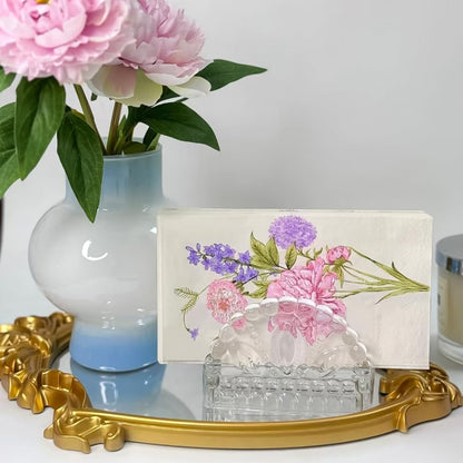 WRAPAHOLIC 25Pcs Elegant Flower Paper Cocktail Napkins - Pink & Purple Flower Paper Napkins for Bridal and Baby Shower, Tea Party, Garden Party, Birthday Party - 4.3 x 7.9 In