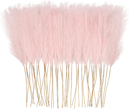 obbsie 50PCS Pink Faux Pampas Grass Decor, 21.6" Fluffy Vase Filler