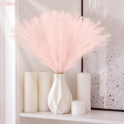 obbsie 50PCS Pink Faux Pampas Grass Decor, 21.6" Fluffy Vase Filler