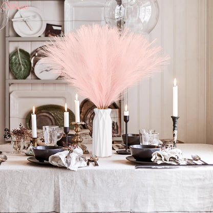 obbsie 50PCS Pink Faux Pampas Grass Decor, 21.6" Fluffy Vase Filler