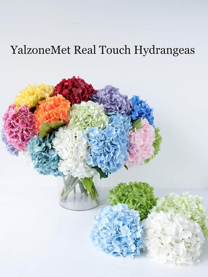 4 Pcs Real Touch Hydrangea Artificial Flower Lifelike 21'' Long Stem Latex Hydrangea Flower for Thanksgiving Home Kitchen Decor Wedding Christmas Table Centerpiece 2 Pink + 2 Rose Pink