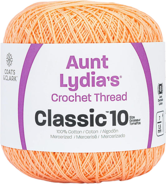 Coats Crochet Aunt Lydia's Crochet, Cotton Classic Size 10, Light Peach