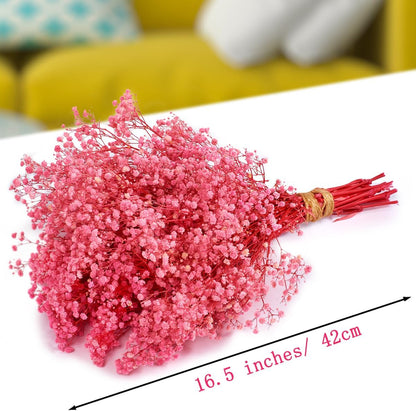 Dried Baby's Breath Flowers Pink, 17inch Dried Natural Flowers Babys Breath Bulk with 3000 Buds, Real Dry Gypsophila for Wedding, Party, Wreath Floral DIY, Home Decor