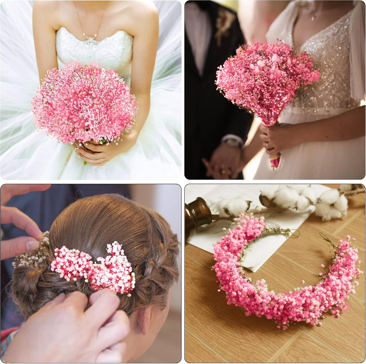 Dried Baby's Breath Flowers Pink, 17inch Dried Natural Flowers Babys Breath Bulk with 3000 Buds, Real Dry Gypsophila for Wedding, Party, Wreath Floral DIY, Home Decor