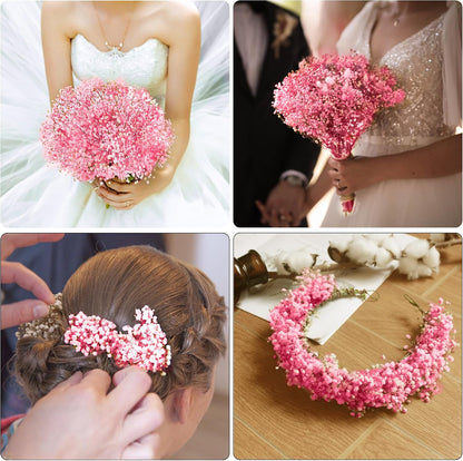 Dried Baby's Breath Flowers Pink, 17inch Dried Natural Flowers Babys Breath Bulk with 3000 Buds, Real Dry Gypsophila for Wedding, Party, Wreath Floral DIY, Home Decor