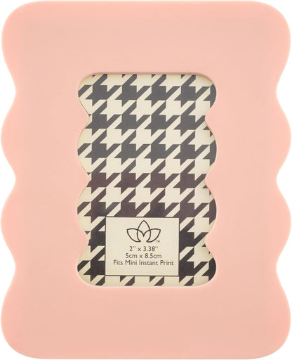 Karma, Resin Squiggle Mini Picture Rectangle Frame, 4x5 Photo Frame for Tabletop Desktop Display, Pink