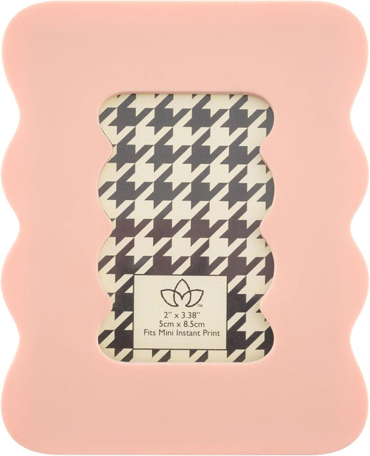 Karma, Resin Squiggle Mini Picture Rectangle Frame, 4x5 Photo Frame for Tabletop Desktop Display, Pink