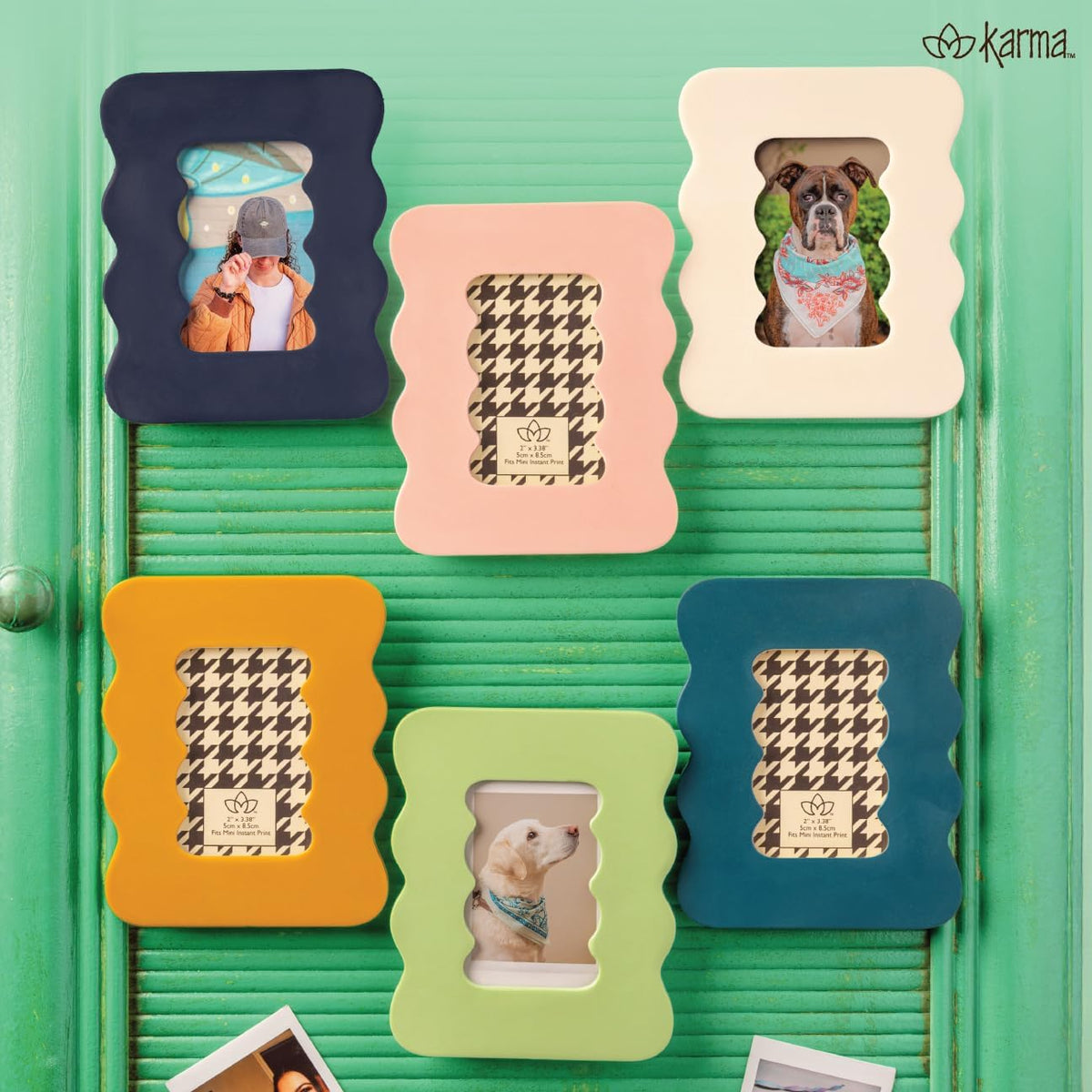 Karma, Resin Squiggle Mini Picture Rectangle Frame, 4x5 Photo Frame for Tabletop Desktop Display, Pink