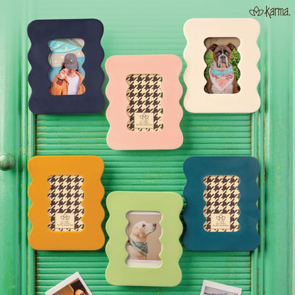 Karma, Resin Squiggle Mini Picture Rectangle Frame, 4x5 Photo Frame for Tabletop Desktop Display, Pink