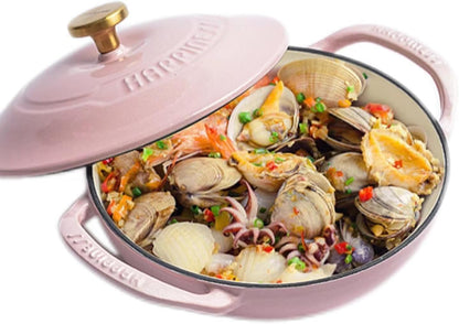 1.5-Quart Cast Iron Dutch Oven with Lid – Enameled Non-Stick Round Dutch Oven Pan, Compatible with All Stoves (Oven Safe up to 500°F) – Ideal Kitchen Cookware (Pink)