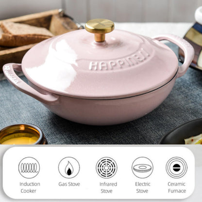 1.5-Quart Cast Iron Dutch Oven with Lid – Enameled Non-Stick Round Dutch Oven Pan, Compatible with All Stoves (Oven Safe up to 500°F) – Ideal Kitchen Cookware (Pink)