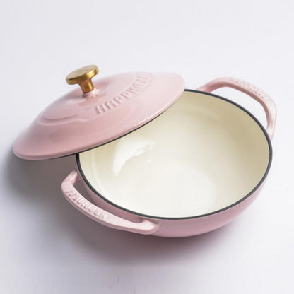 1.5-Quart Cast Iron Dutch Oven with Lid – Enameled Non-Stick Round Dutch Oven Pan, Compatible with All Stoves (Oven Safe up to 500°F) – Ideal Kitchen Cookware (Pink)