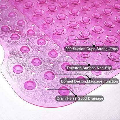 Bathtub Mats for Shower Tub Non-Slip Bath Mat 39 x 16 Inch Extra Long Shower Mat, Bath Tub Mat for Bathroom with Machine Washable, BPA Free for Kids (Clear Hot Pink)