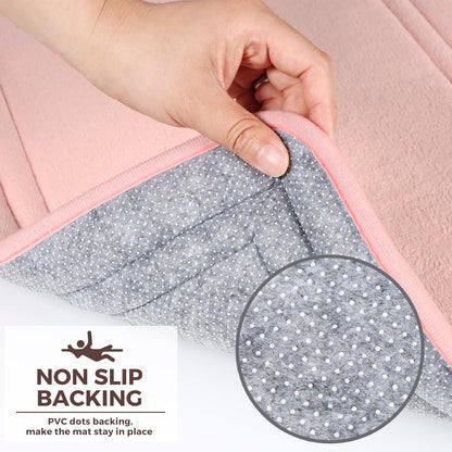 Light Pink Bathroom Rugs Memory Foam Bath Toilet Contour Mat Set 2 Piece