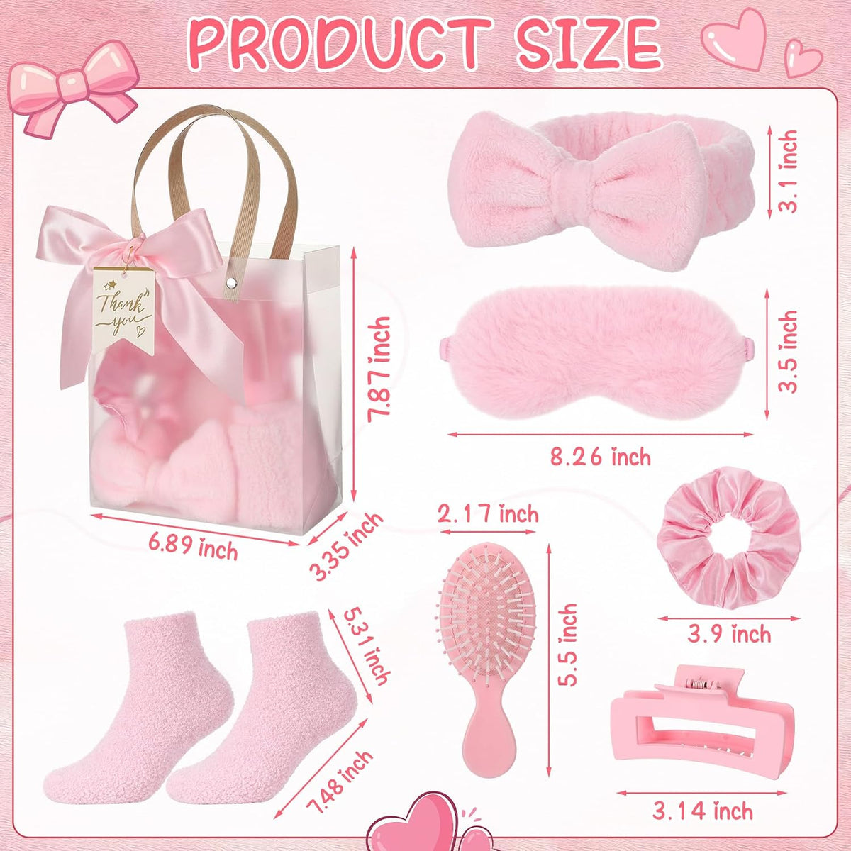 Riceshoot 84 Pcs Sleepover Party Supplies for Girls, Includes Socks Eye Masks Headbands Scrunchies Hair Brushes Hair Claw Clip Gift Bags for Baby Shower Wedding Slumber Spa Party Gift (Pink)