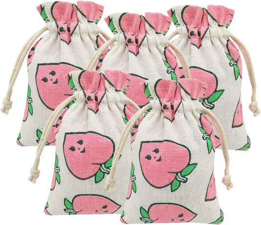 20 Pcs Burlap Bags with Drawstring, 3.9" X 5.3" Wedding Gift Bags (Peach)