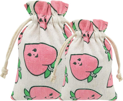 20 Pcs Burlap Bags with Drawstring, 3.9" X 5.3" Wedding Gift Bags (Peach)